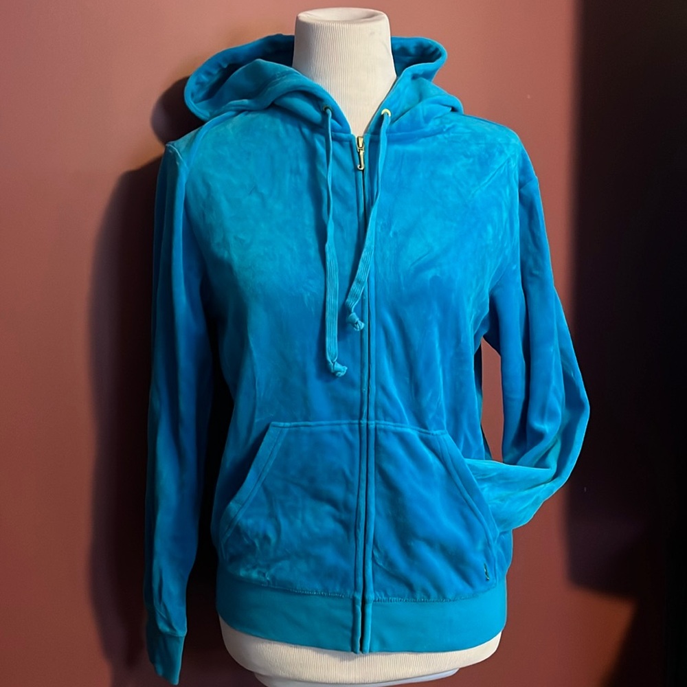 Women’s Juicy Couture Velour Brilliant Blue Hoodie Small